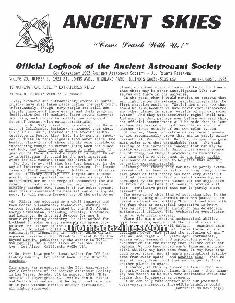 Cover of ANCIENT ASTRONAUT SOCIETY issue 3: ANCIENT SKIES