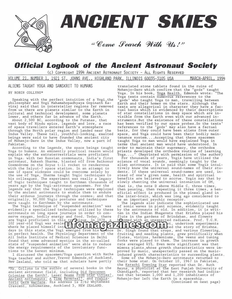 Cover of ANCIENT ASTRONAUT SOCIETY issue 1: ANCIENT SKIES