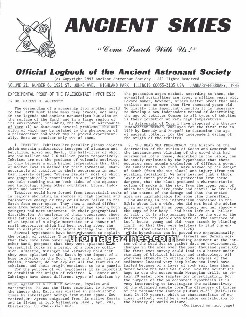 Cover of Ancient Astronaut Society issue 21: ANCIENT SKIES