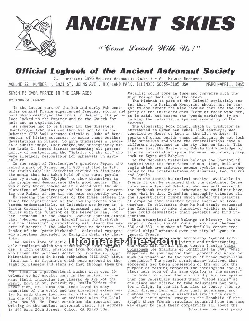 Cover of ANCIENT ASTRONAUT SOCIETY issue 1: ANCIENT SKIES