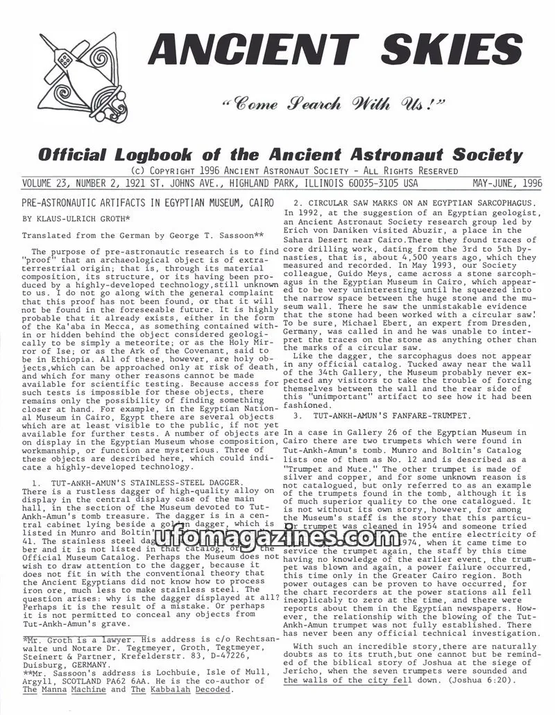 Cover of ANCIENT ASTRONAUT SOCIETY issue VOLUME 23, NUMBER 2: ANCIENT SKIES