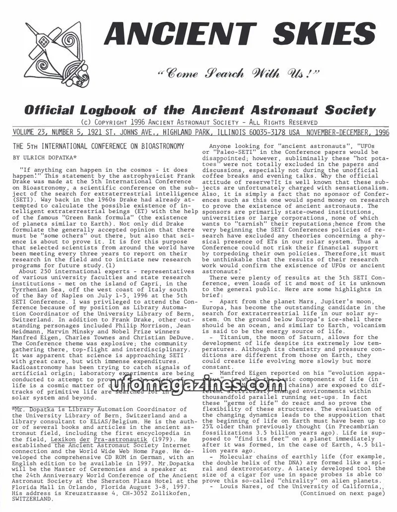 Cover of ANCIENT ASTRONAUT SOCIETY issue 5: Official Logbook of the Ancient Astronaut Society