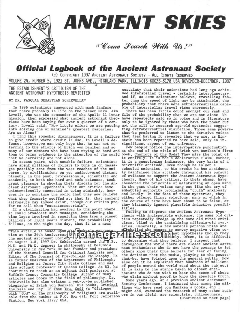 Cover of ANCIENT ASTRONAUT SOCIETY issue VOLUME 24, NUMBER 5: ANCIENT SKIES