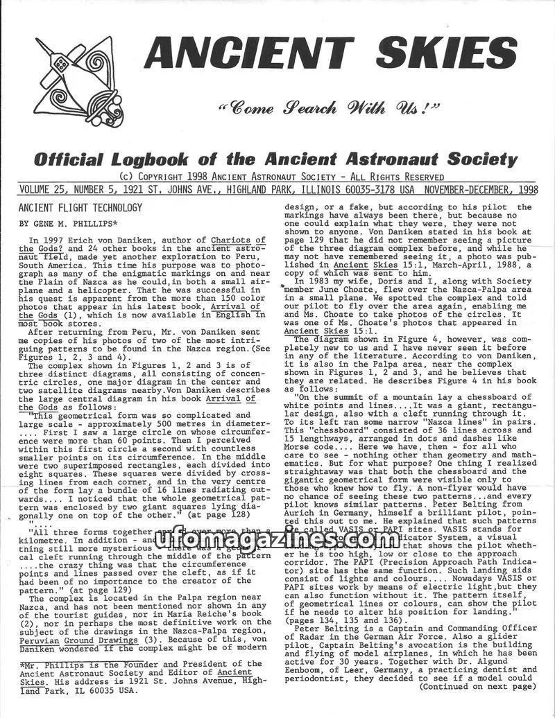 Cover of ANCIENT ASTRONAUT SOCIETY issue VOLUME 25, NUMBER 5: ANCIENT SKIES