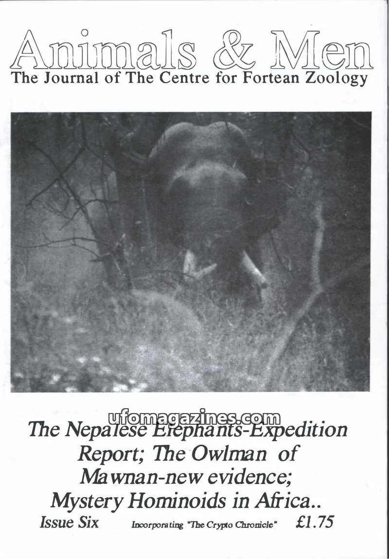 Cover of Animals and Men (CFZ) issue Six: Animals & Men