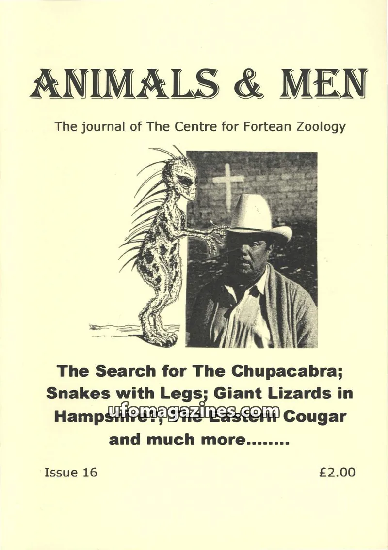 Cover of Animals and Men (CFZ) issue 16: ANIMALS & MEN