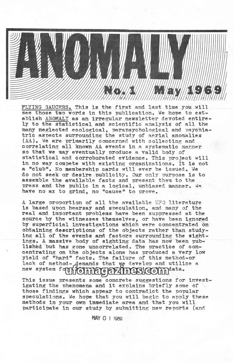 Cover of Anomaly issue No. 1: ANOMALY