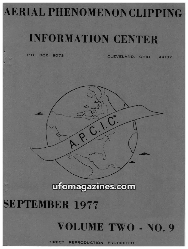 Cover of APCIC clipping service issue NO. 9: AERIAL PHENOMENON CLIPPING INFORMATION CENTER