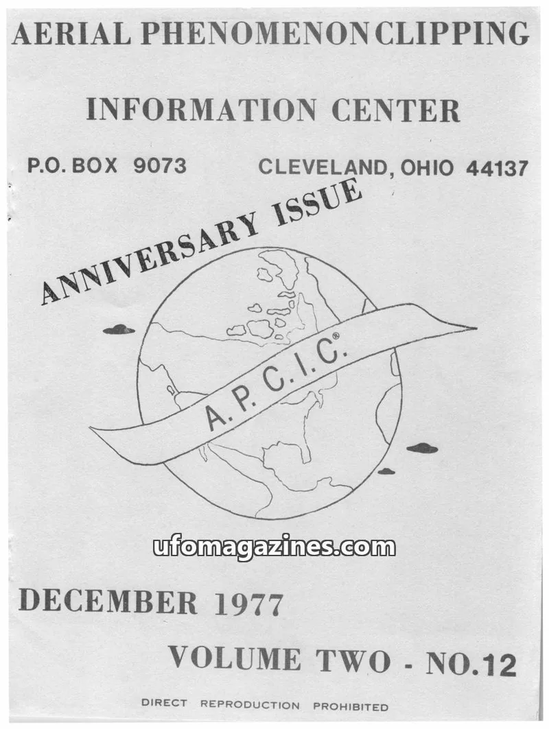 Cover of APCIC clipping service issue NO.12: AERIAL PHENOMENON CLIPPING INFORMATION CENTER