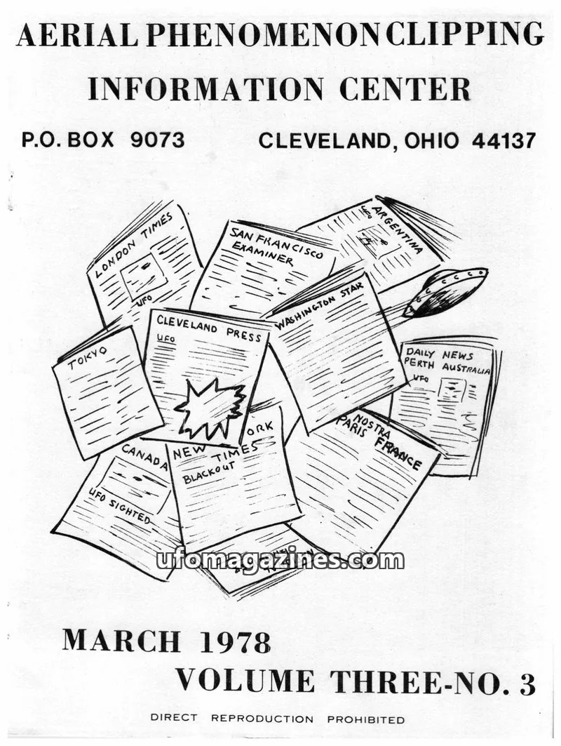 Cover of APCIC clipping service issue NO. 3: AERIAL PHENOMENON CLIPPING INFORMATION CENTER