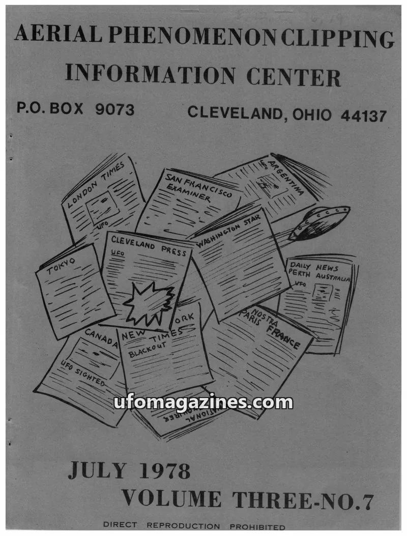 Cover of APCIC clipping service issue NO.7: AERIAL PHENOMENON CLIPPING INFORMATION CENTER