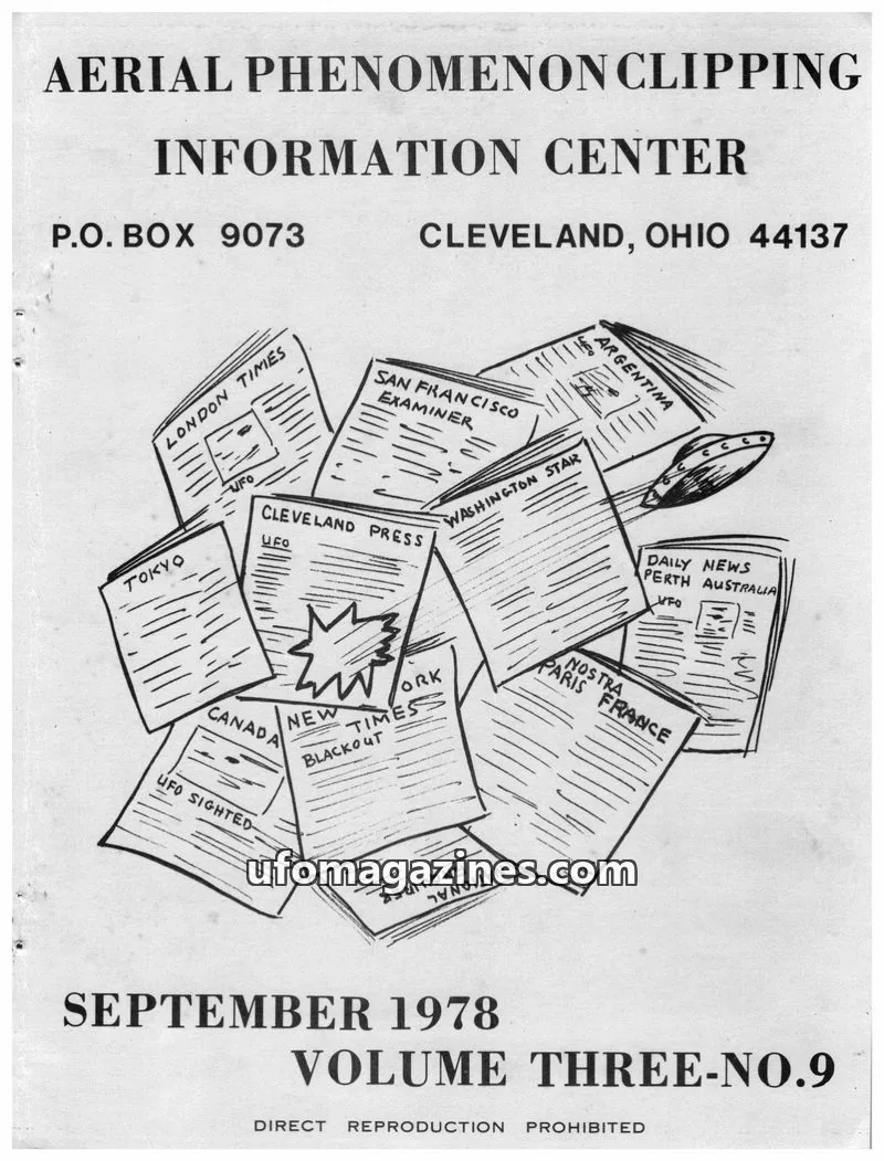 Cover of APCIC clipping service issue NO.9: AERIAL PHENOMENON CLIPPING INFORMATION CENTER