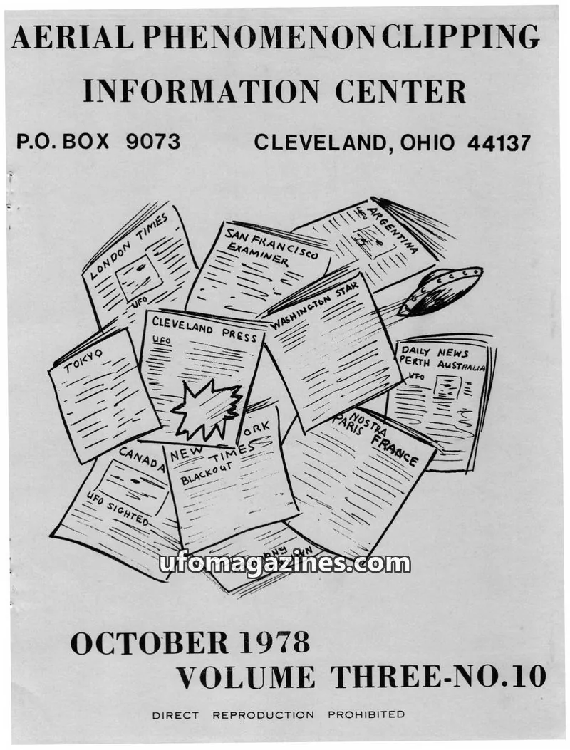 Cover of APCIC clipping service issue NO.10: AERIAL PHENOMENON CLIPPING INFORMATION CENTER