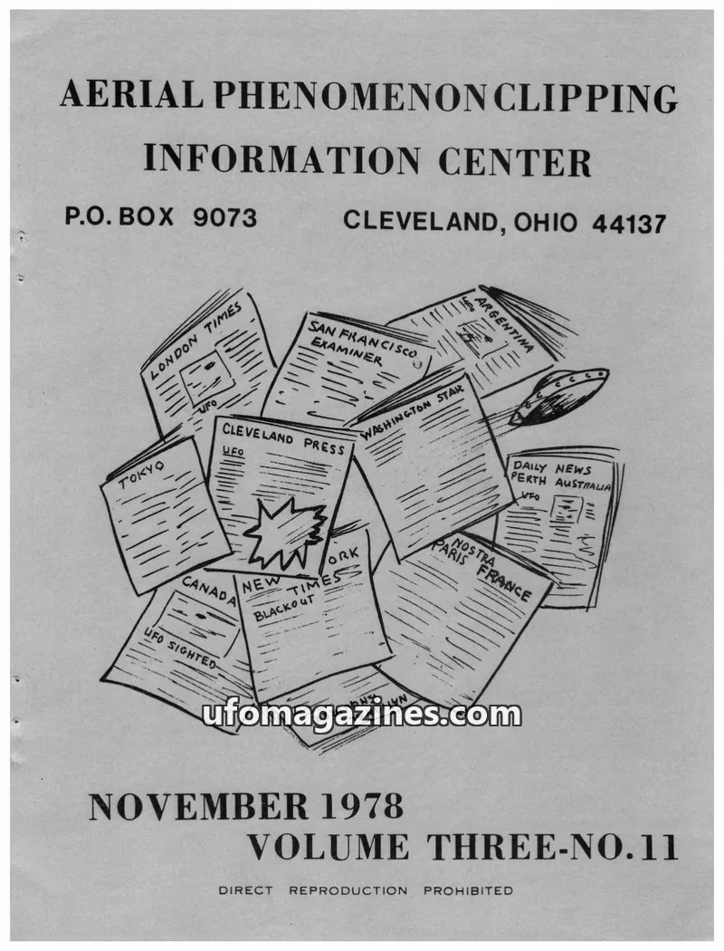 Cover of APCIC clipping service issue NO.11: AERIAL PHENOMENON CLIPPING INFORMATION CENTER