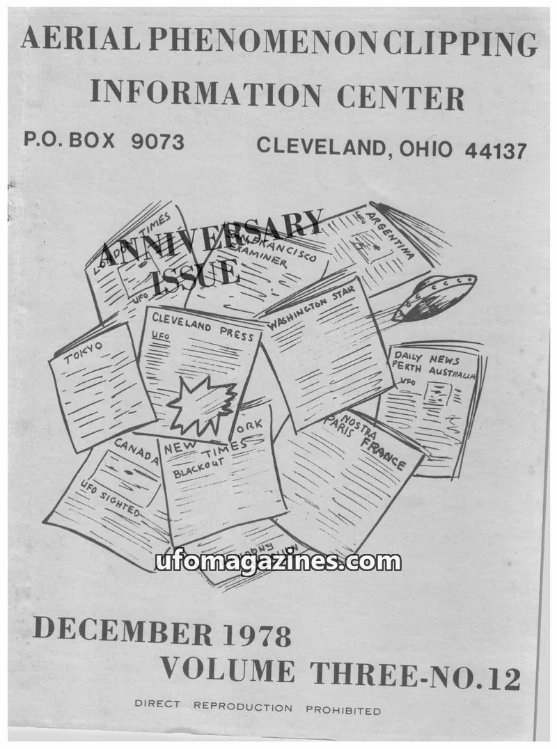 Cover of APCIC clipping service issue NO.12: AERIAL PHENOMENON CLIPPING INFORMATION CENTER