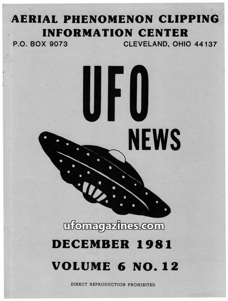 Cover of APCIC clipping service issue 6 NO. 12: UFO NEWS