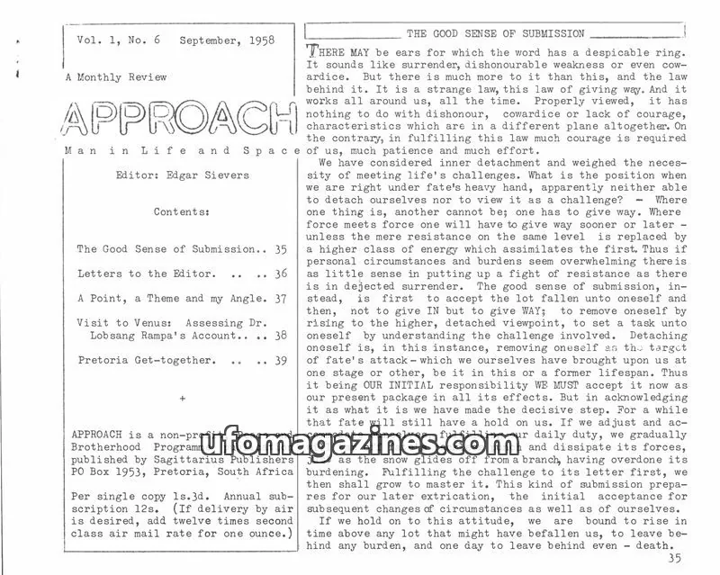 Cover of Approach (Edgar Sievers) issue 6: APPROACH