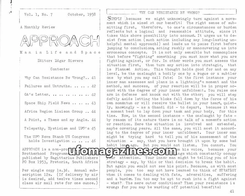 Cover of Approach (Edgar Sievers) issue No. 7: APPROACH