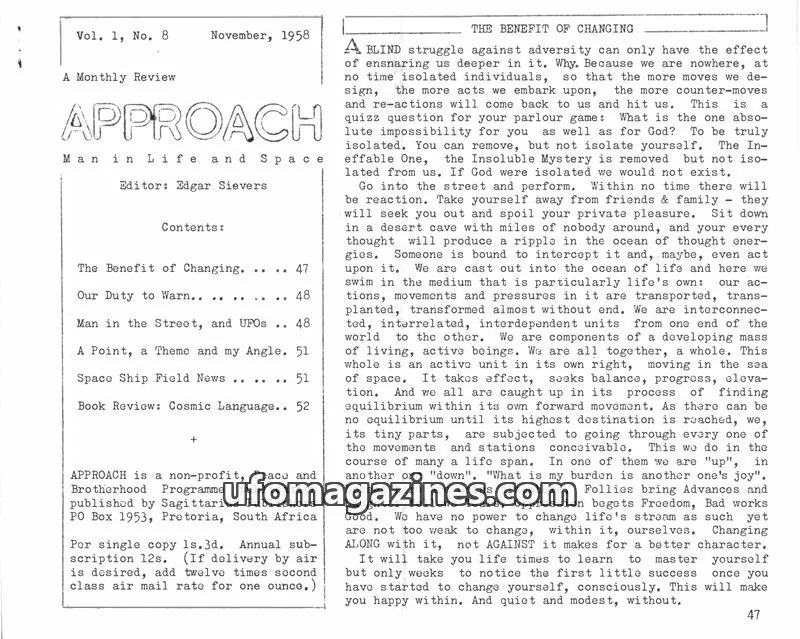 Cover of Approach (Edgar Sievers) issue 8: APPROACH