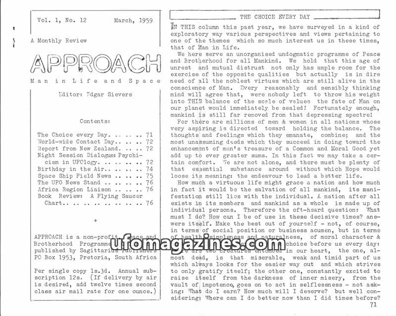 Cover of Approach (Edgar Sievers) issue 12: APPROACH
