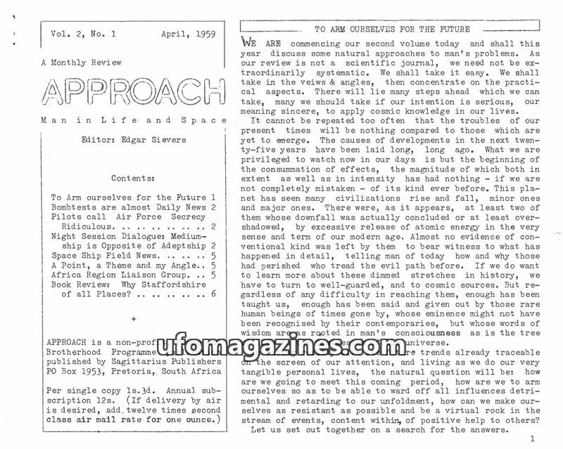 Cover of Approach (Edgar Sievers) issue 1: APPROACH