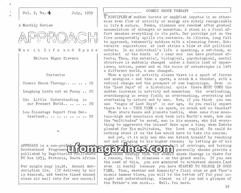 Cover of Approach (Edgar Sievers) issue Vol. 2, No. 4: APPROACH