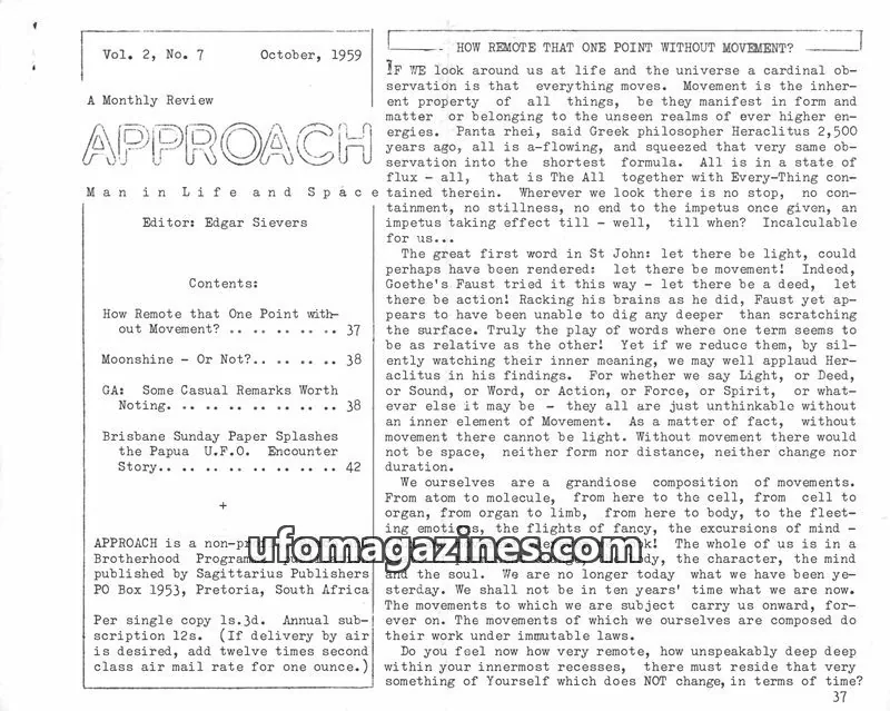 Cover of Approach (Edgar Sievers) issue 7: APPROACH