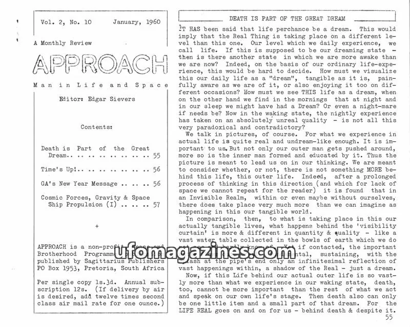 Cover of Approach (Edgar Sievers) issue Vol. 2, No. 10: APPROACH