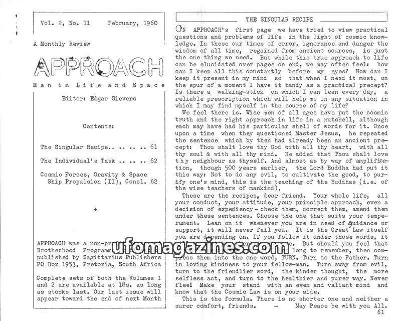 Cover of Approach (Edgar Sievers) issue No. 11: APPROACH