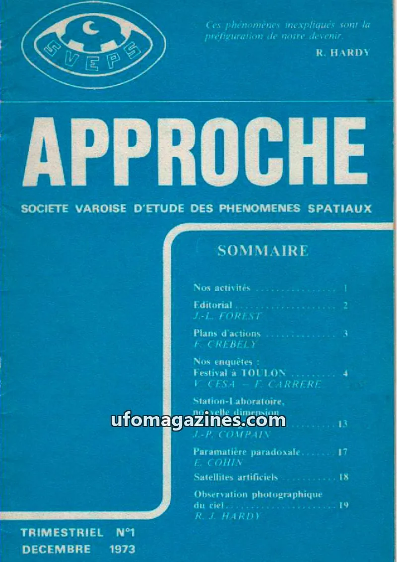 Cover of Approche issue N°1: APPROCHE