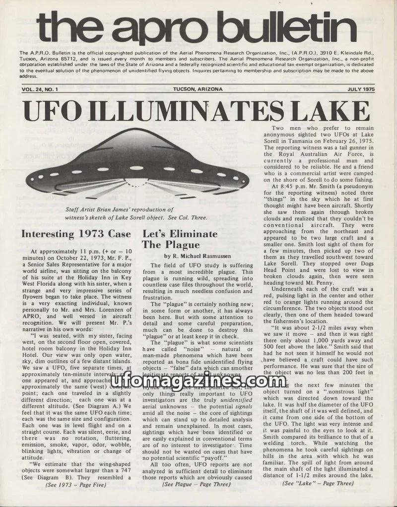 Cover of Aerial Phenomena Research Organization, Inc. (APRO) issue VOL. 24, NO. 1: The APRO Bulletin