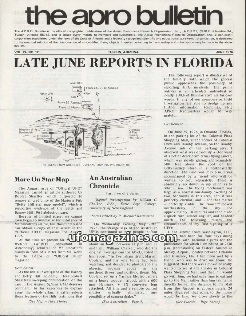 Cover of Aerial Phenomena Research Organization, Inc. (A.P.R.O.) issue VOL. 24, NO. 12: The APRO Bulletin