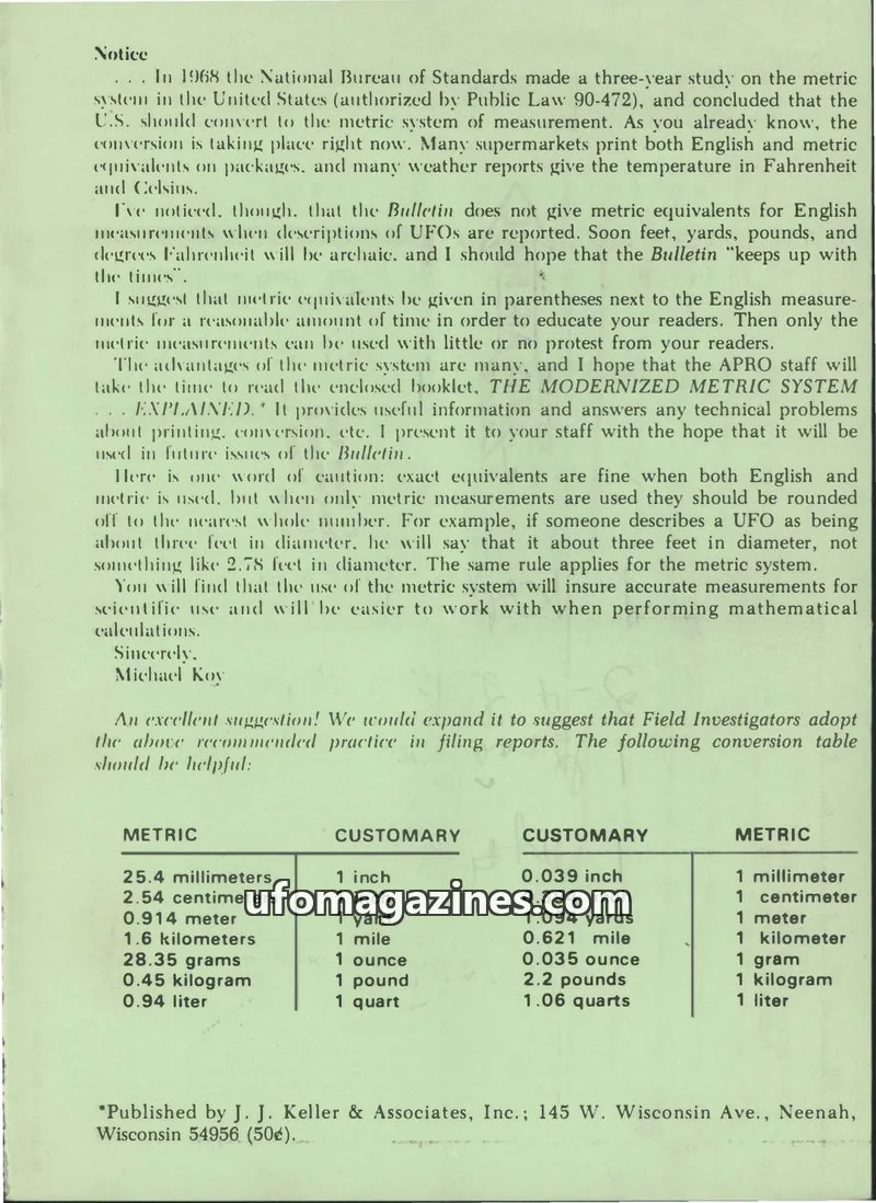 Cover of AERIAL PHENOMENA RESEARCH ORGANIZATION, INC. issue 25, NO. 12: the apro bulletin