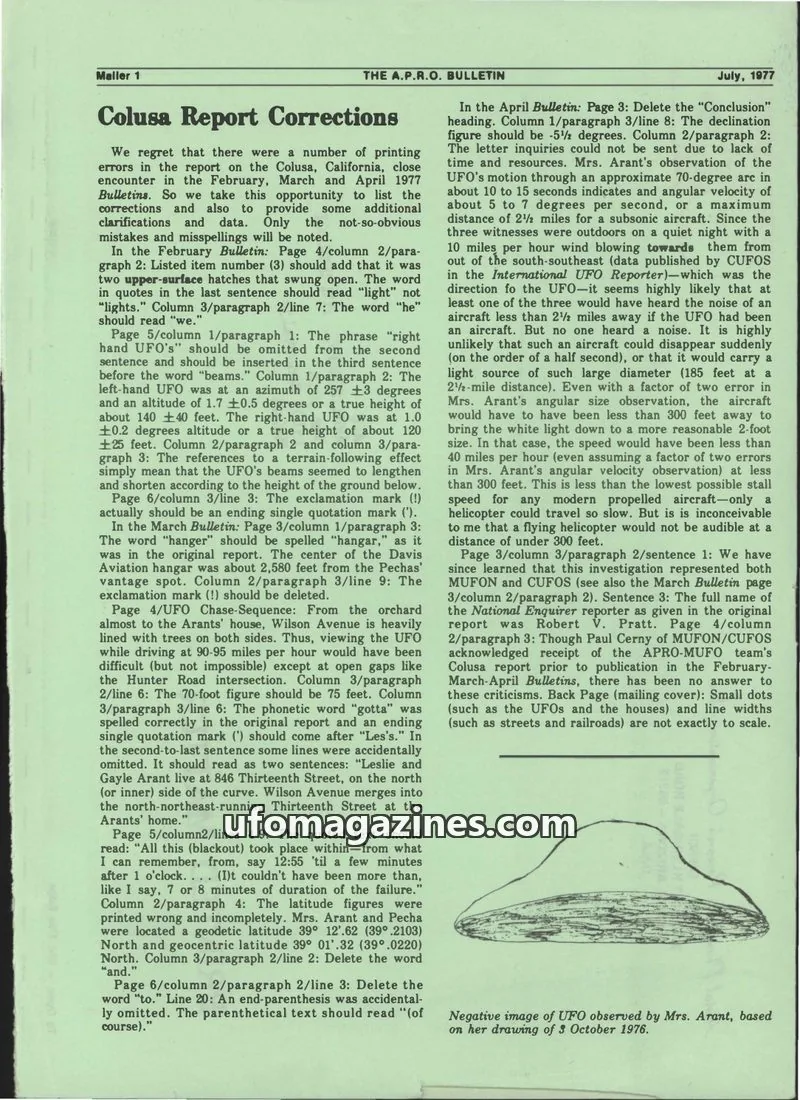 Cover of AERIAL PHENOMENA RESEARCH ORGANIZATION, INC. issue VOL. 26, NO. 1: THE A.P.R.O. BULLETIN