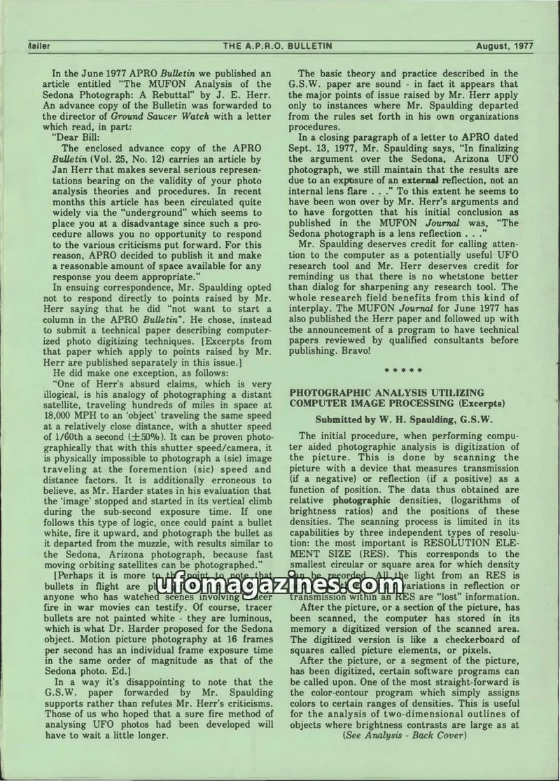 Cover of APRO Bulletin issue VOL. 26, NO. 2: the apro bulletin