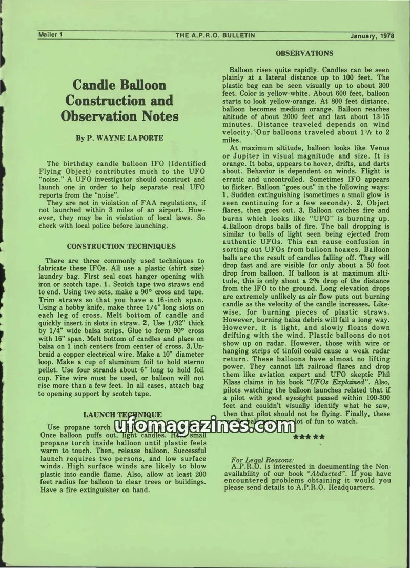 Cover of A.P.R.O. (Aerial Phenomena Research Organization, Inc.) issue VOL. 26, NO. 7: THE A.P.R.O. BULLETIN