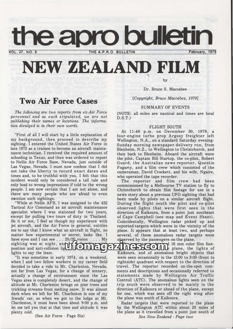 Cover of APRO Bulletin - 1979 02 00 - Vol 27 No 8