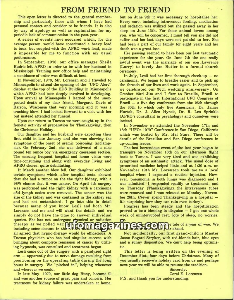 Cover of APRO Bulletin issue VOL. 28, NO. 3: the apro bulletin