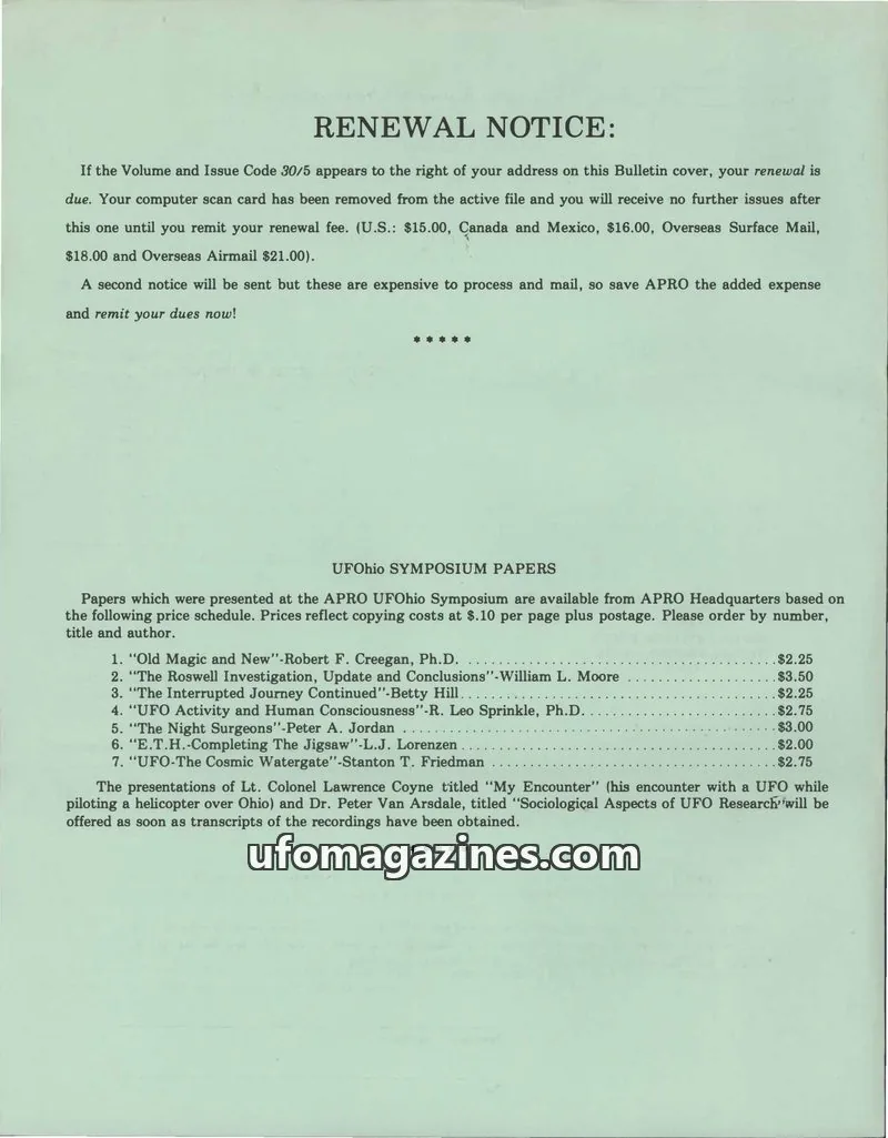Cover of AERIAL PHENOMENA RESEARCH ORGANIZATION, INC. issue NO. 3: THE A.P.R.O. BULLETIN
