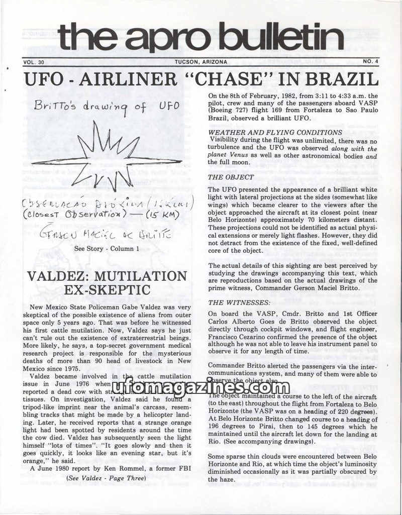 Cover of APRO Bulletin - 1982 04 00 - Vol 30 No 4