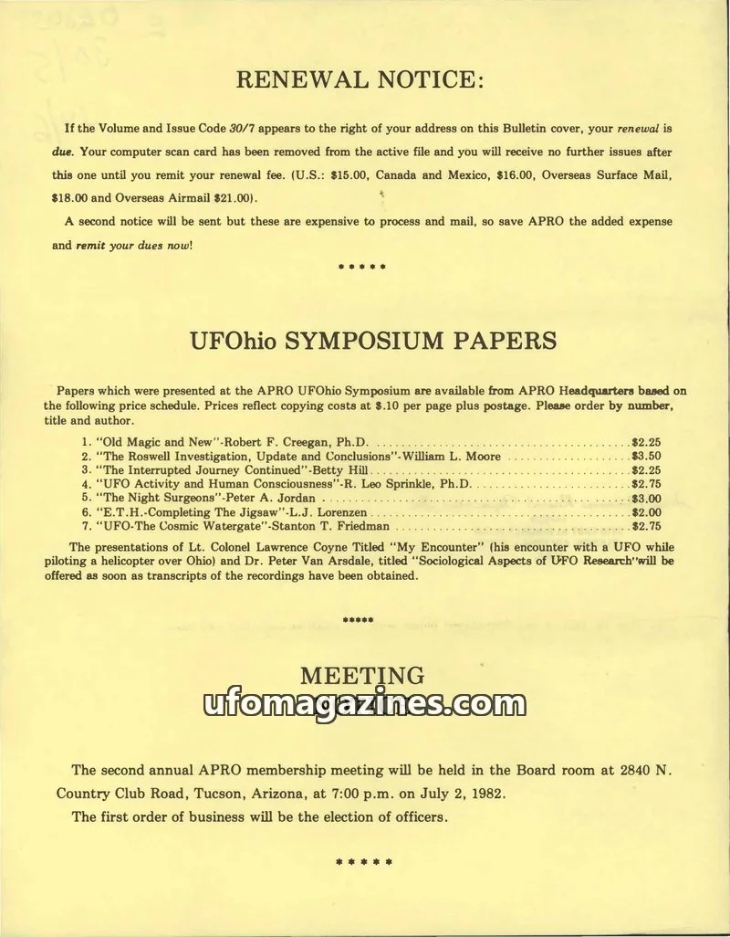 Cover of AERIAL PHENOMENA RESEARCH ORGANIZATION, INC. issue NO. 5: the apro bulletin
