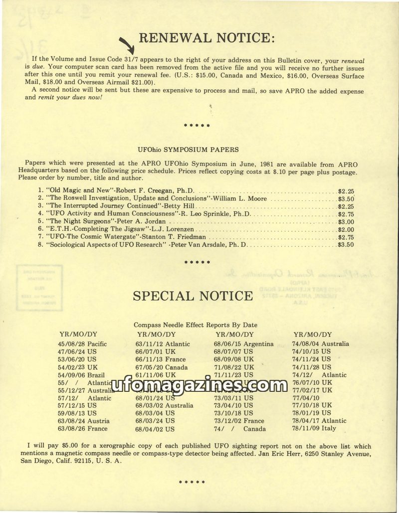 Cover of APRO Bulletin - 1983 06 00 - Vol 31 No 5