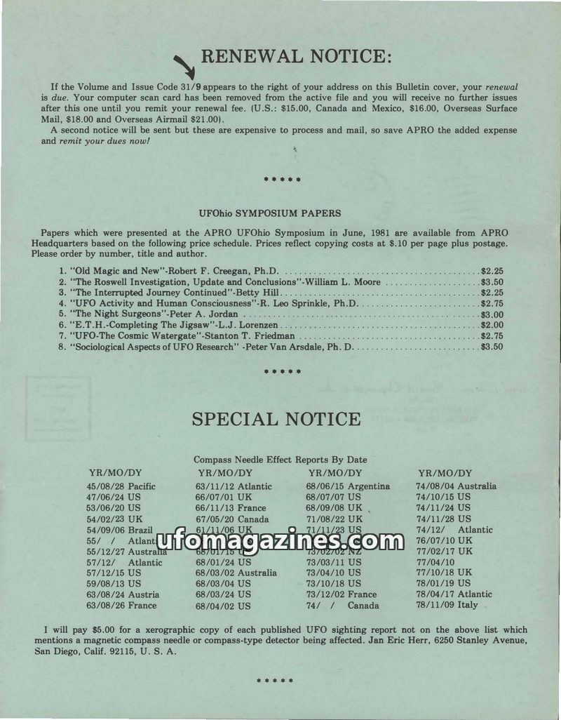 Cover of APRO Bulletin - 1983 07 00 - Vol 31 No 7