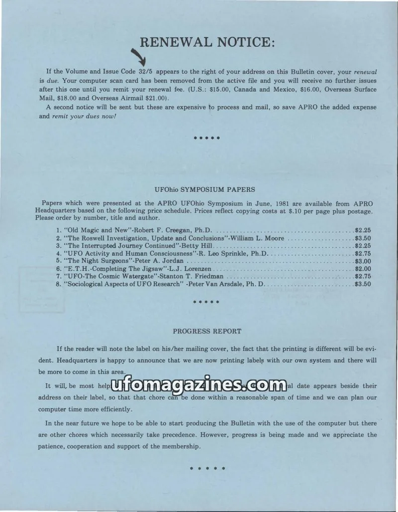 Cover of AERIAL PHENOMENA RESEARCH ORGANIZATION, INC. issue 2: the apro bulletin