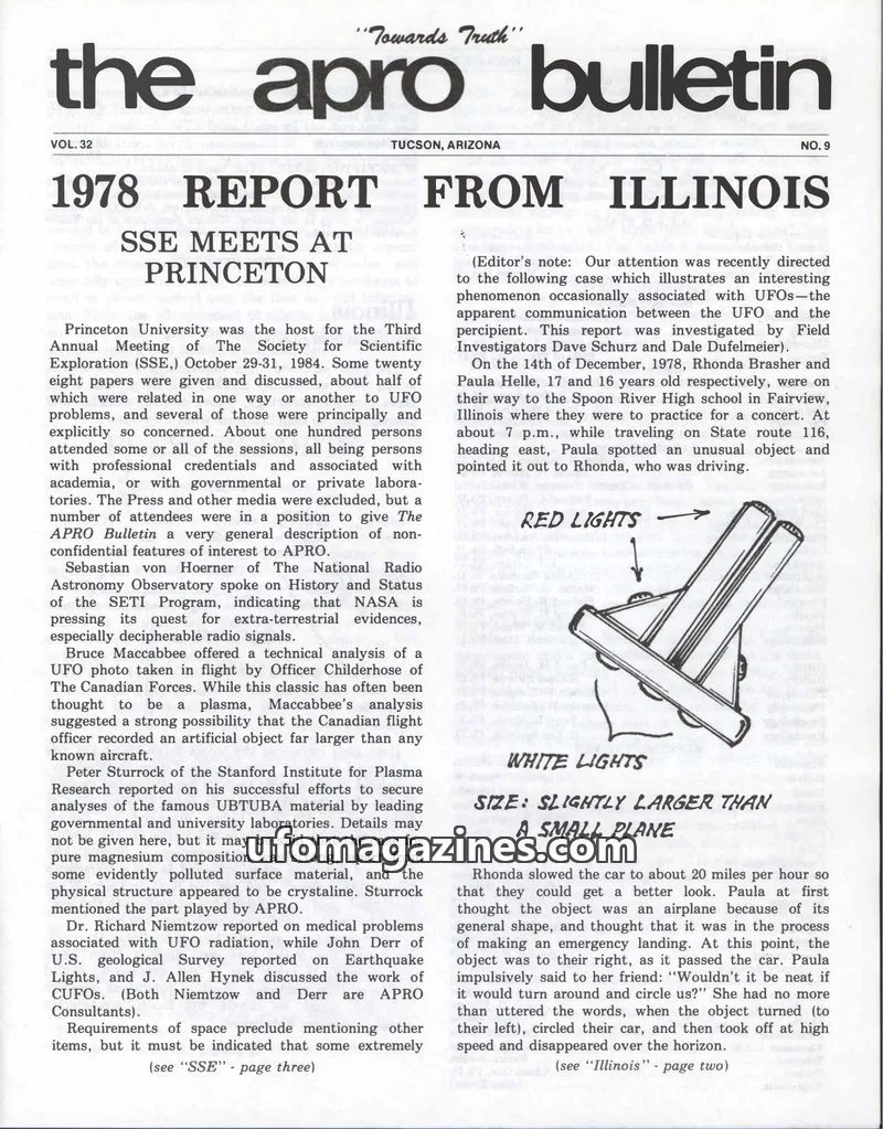Cover of AERIAL PHENOMENA RESEARCH ORGANIZATION, INC. issue NO. 9: the apro bulletin