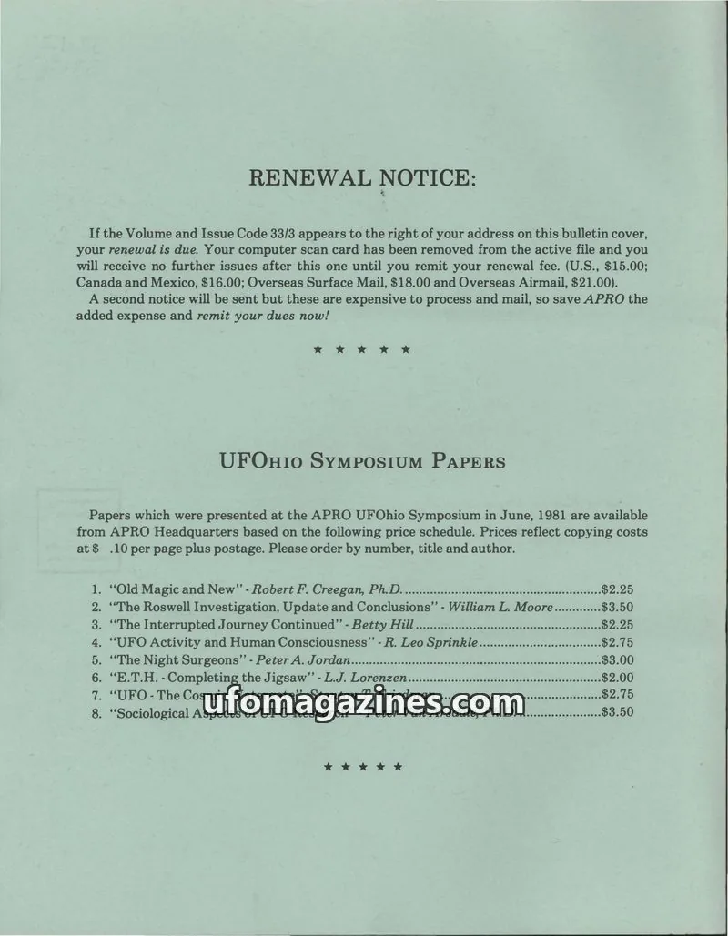 Cover of AERIAL PHENOMENA RESEARCH ORGANIZATION, INC. issue 12: the apro bulletin