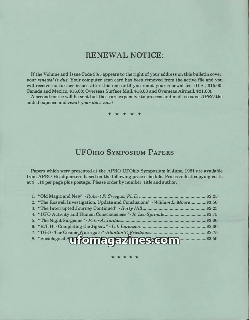Cover of APRO (Aerial Phenomena Research Organization, Inc.) issue 2: The APRO Bulletin