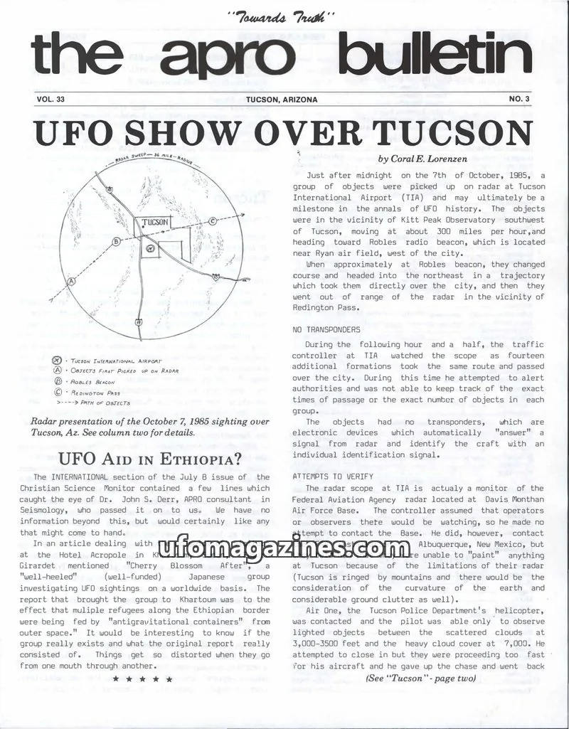 Cover of AERIAL PHENOMENA RESEARCH ORGANIZATION, INC. issue NO. 3: the apro bulletin