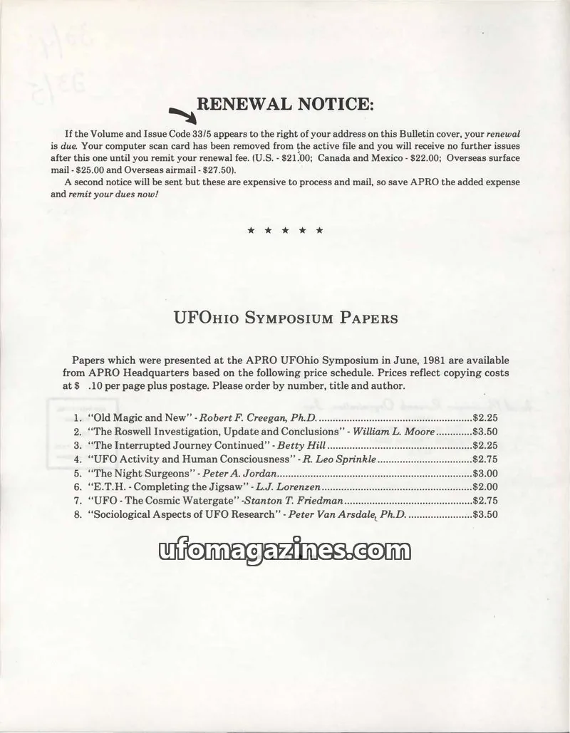 Cover of AERIAL PHENOMENA RESEARCH ORGANIZATION, INC. issue VOL. 33, NO. 4: THE A.P.R.O. BULLETIN