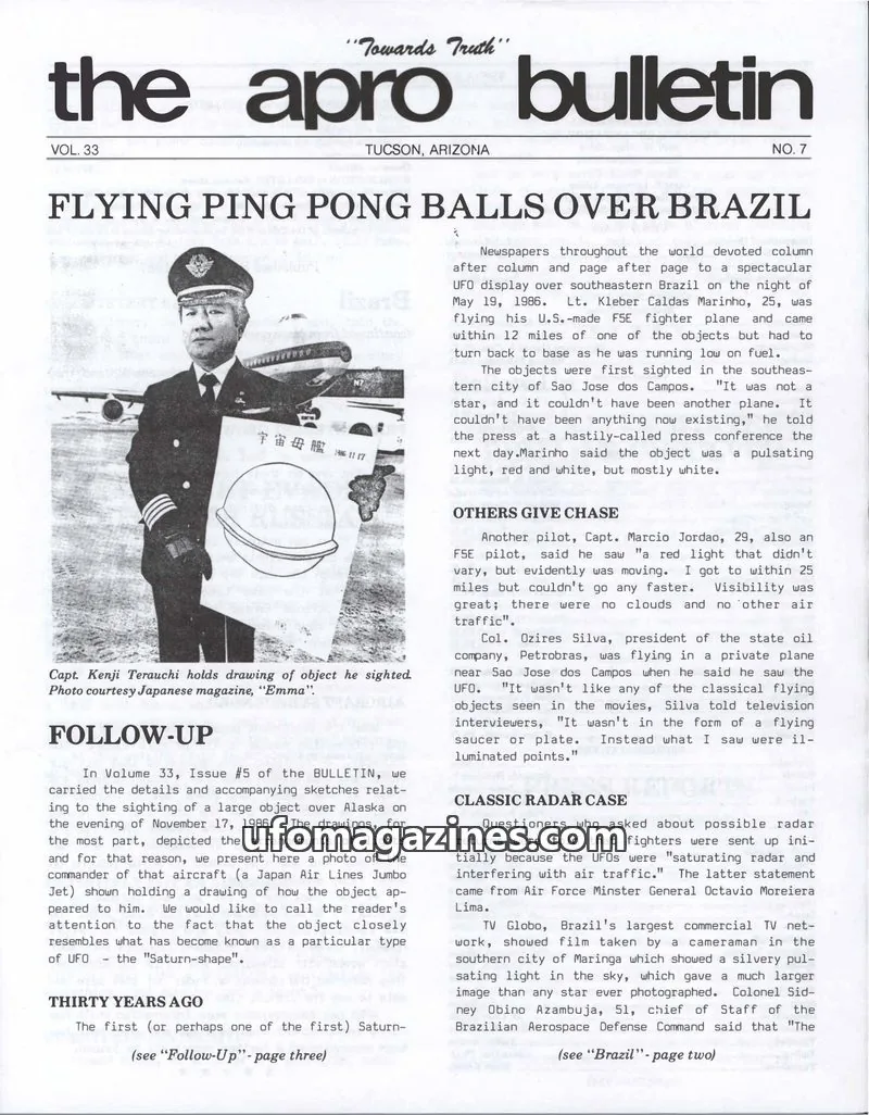 Cover of AERIAL PHENOMENA RESEARCH ORGANIZATION, INC. issue 7: The A.P.R.O. Bulletin
